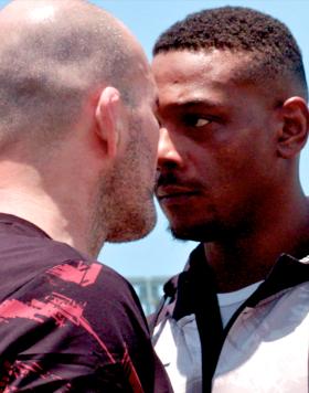 Glover Teixeira and Jamahal Hill faceoff ahead of their light heavyweight title fight at UFC 283 in Rio de Janeiro, Brazil.