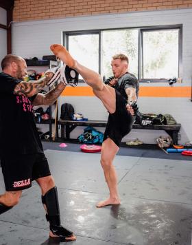 Jack Della Maddalena trains at Scrappy MMA in Willetton, Western Australia, on February 6, 2023. (Photo by Zac Pacleb/Zuffa LLC)