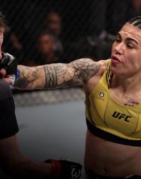 Jessica Andrade of Brazil punches Lauren Murphy in a flyweight fight during the UFC 283 event at Jeunesse Arena on January 21, 2023 in Rio de Janeiro, Brazil. (Photo by Buda Mendes/Zuffa LLC)