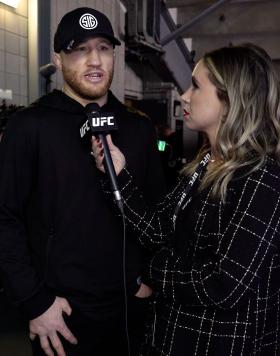 UFC Lightweight Justin Gaethje Reacts With UFC.com After His Victory Over Rafael Fiziev At UFC 286: Edwards vs Usman 3 On March 18, 2023