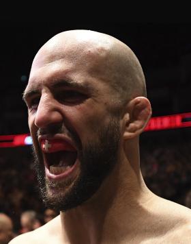 Volkan Oezdemir of Switzerland prepares to fight Dominick Reyes in their light heavyweight bout during the UFC Fight Night event at The O2 Arena on March 16, 2019 in London, England. (Photo by Jeff Bottari/Zuffa LLC/Zuffa LLC)