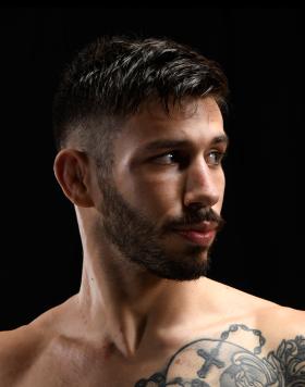 Matheus Nicolau of Brazil poses for a portrait backstage during the UFC Fight Night event at UFC APEX on October 09, 2021 in Las Vegas, Nevada. (Photo by Mike Roach/Zuffa LLC)