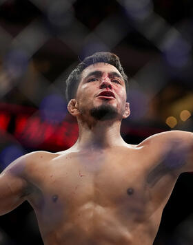 Adrian Yanez reacts after defeating Tony Kelley in a bantamweight fight during the UFC Fight Night event at Moody Center on June 18, 2022 in Austin, Texas. (Photo by Cooper Neill/Zuffa LLC)