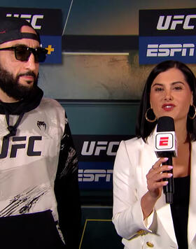 UFC welterweight Belal Muhammad speaks with Megan Olivi after the UFC 288: Sterling vs Cejudo ceremonial weigh-ins.