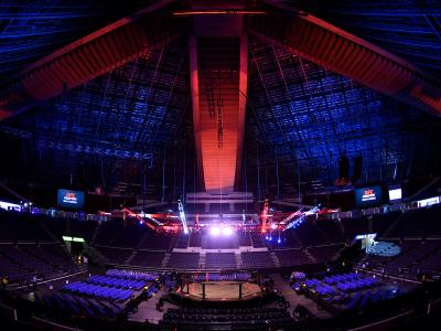 A general view of the Octagon prior to the UFC Fight Night event at Singapore Indoor Stadium on October 26, 2019 in Singapore. (Photo by Jeff Bottari/Zuffa LLC)