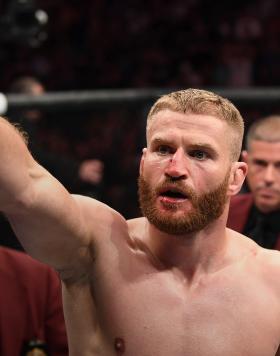 Jan Blachowicz of Poland celebrates his win over Luke Rockhold in their light heavyweight fight during the UFC 239 event at T-Mobile Arena on July 6, 2019 in Las Vegas, Nevada. (Photo by Josh Hedges/Zuffa LLC/Zuffa LLC)