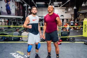 Ciryl Gane and Nassourdine Imavov train at MMA Factory in Rungis France on August 25 2022. (Photo by Zac Pacleb/Zuffa LLC)