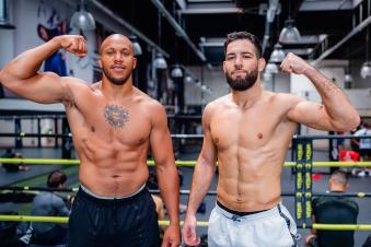 Ciryl Gane and Nassourdine Imavov train at MMA Factory in Rungis France on August 25 2022. (Photo by Zac Pacleb/Zuffa LLC)