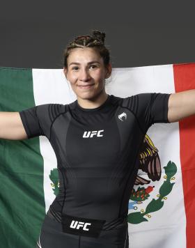 Irene Aldana of Mexico poses for a portrait after her victory during the UFC 264 event at T-Mobile Arena on July 10, 2021 in Las Vegas, Nevada. (Photo by Mike Roach/Zuffa LLC)
