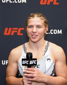 Flyweight Miranda Maverick Reacts With UFC.com After Her Unanimous Decision Victory Over Shanna Young At UFC Fight Night: Rodriguez vs Lemos on November 5, 2022