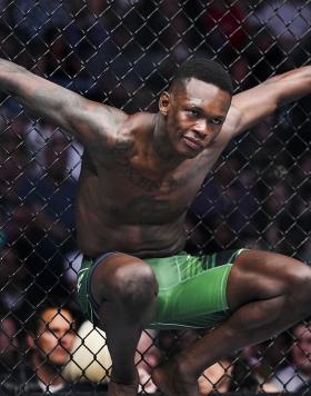 Israel Adesanya of Nigeria enters the Octagon in the UFC middleweight championship fight during the UFC 276 event at T-Mobile Arena on July 02, 2022 in Las Vegas, Nevada. (Photo by Chris Unger/Zuffa LLC)
