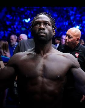 Jared Cannonier prepares to enter the Octagon in the UFC middleweight championship fight during the UFC 276 event at T-Mobile Arena on July 02, 2022 in Las Vegas, Nevada. (Photo by Chris Unger/Zuffa LLC)
