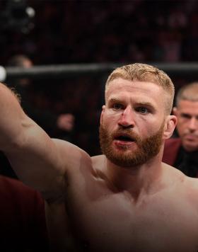 Jan Blachowicz of Poland celebrates his win over Luke Rockhold in their light heavyweight fight during the UFC 239 event at T-Mobile Arena on July 6, 2019 in Las Vegas, Nevada. (Photo by Josh Hedges/Zuffa LLC/Zuffa LLC)