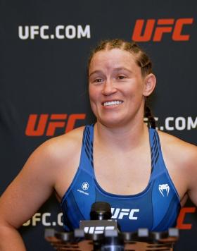 UFC Bantamweight Chelsea Chandler Reacts With UFC.com After Her Submission Victory Over Julija Stoliarenko At UFC Fight Night: Dern vs Yan on October 1, 2022