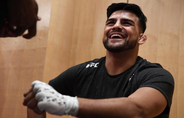  Kelvin Gastelum has his hands wrapped backstage during the UFC 244 event at Madison Square Garden on November 02, 2019 in New York City. (Photo by Mike Roach/Zuffa LLC)