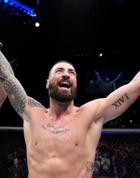 Paul Craig of Scotland celebrates his submission victory over Nikita Krylov of Ukraine in a light heavyweight fight during the UFC Fight Night event at O2 Arena on March 19, 2022 in London, England. (Photo by Chris Unger/Zuffa LLC)