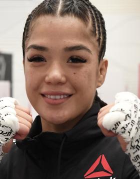Tracy Cortez poses for a photo backstage during the UFC Fight Night