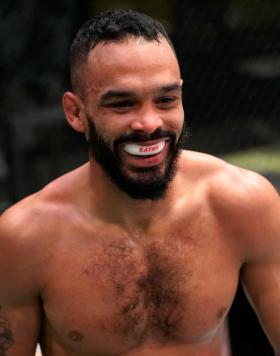 Rob Font celebrates after his victory over Marlon Moraes of Brazil in a bantamweight fight during the UFC Fight Night event at UFC APEX on December 19, 2020 in Las Vegas, Nevada. (Photo by Cooper Neill/Zuffa LLC)