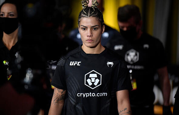 Luana Pinheiro of Brazil prepares to fight Sam Hughes in a strawweight fight during the UFC Fight Night event at UFC APEX on November 20, 2021 in Las Vegas, Nevada. (Photo by Chris Unger/Zuffa LLC)
