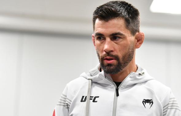 Dominick Cruz looks on backstage during the UFC 269 on December 11, 2021 in Las Vegas, Nevada. (Photo by Chris Unger/Zuffa LLC)