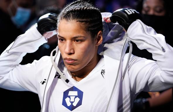Julianna Pena prepares to enter the octagon prior to the UFC bantamweight championship bout during the UFC 269 on December 11, 2021 in Las Vegas, Nevada. (Photo by Jeff Bottari/Zuffa LLC)