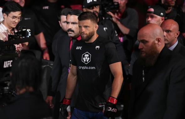 Calvin Kattar walks out towards the Octagon prior to facing Josh Emmett in a featherweight fight during the UFC Fight Night event at Moody Center on June 18, 2022 in Austin, Texas. (Photo by Josh Hedges/Zuffa LLC)