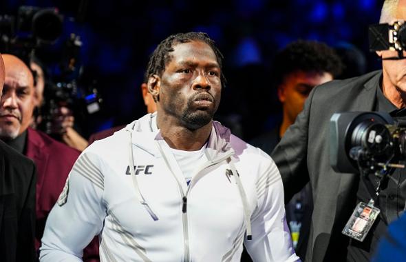 Jared Cannonier walks to the Octagon in the UFC middleweight championship fight during the UFC 276 event at T-Mobile Arena on July 02, 2022 in Las Vegas, Nevada. (Photo by Chris Unger/Zuffa LLC)