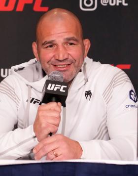 Glover Teixeira addresses the media during the UFC 282 media day at Marriott Marquis Hotel on November 10, 2022 in New York City. (Photo by Mike Roach/Zuffa LLC)