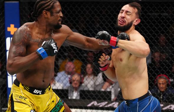Ryan Spann punches Dominick Reyes in a light heavyweight bout during the UFC 281 event at Madison Square Garden on November 12, 2022 in New York City. (Photo by Jeff Bottari/Zuffa LLC)