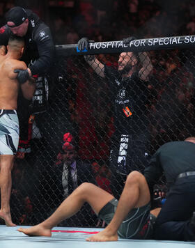 Rob Font reacts after his knockout victory over Adrian Yanez in a bantamweight fight during the UFC 287 event at Kaseya Center on April 08, 2023 in Miami, Florida. (Photo by Cooper Neill/Zuffa via Getty Images)