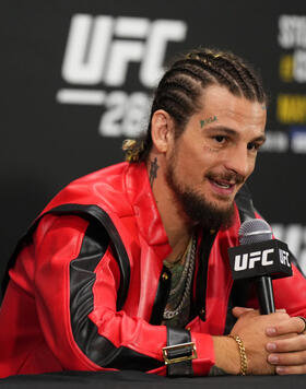 Sean O'Malley speaks with media after the UFC 288 event at Prudential Center on May 06, 2023 in Newark, New Jersey. (Photo by Cooper Neill/Zuffa LLC)
