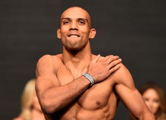 LAS VEGAS, NV - APRIL 20: Edson Barboza of Brazil steps on the scale during the UFC 197 weigh-in at the MGM Grand Garden Arena on April 20, 2016 in Las Vegas, Nevada. (Photo by Josh Hedges/Zuffa LLC/Zuffa LLC via Getty Images)