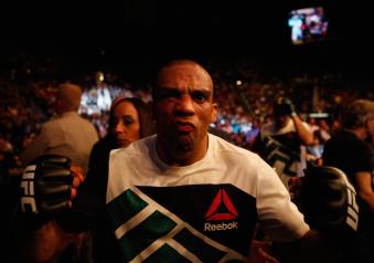 LAS VEGAS, NV - APRIL 23: Edson Barboza exits the Octagon after his victory over Anthony Pettis in their lightweight bout during the UFC 197 event inside MGM Grand Garden Arena on April 23, 2016 in Las Vegas, Nevada. (Photo by Christian Petersen/Zuffa LLC/Zuffa LLC via Getty Images)