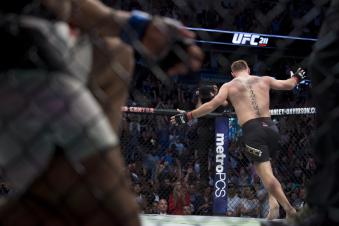 DALLAS, TX - MAY 13: Stipe Miocic celebrates after defeating Junior dos Santos during UFC 211 at the American Airlines Center on May 13, 2017 in Dallas, Texas. (Photo by Cooper Neill/Zuffa LLC/Zuffa LLC via Getty Images)