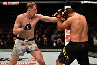 LONDON, ENGLAND - MARCH 17:  (L-R) Alexander Volkov of Russia punches Fabricio Werdum of Brazil in their heavyweight bout inside The O2 Arena on March 17, 2018 in London, England. (Photo by Brandon Magnus/Zuffa LLC via Getty Images)