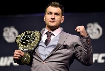 BROOKLYN, NEW YORK - APRIL 06: Stipe Miocic poses for photos during the UFC press conference inside Barclays Center on April 6, 2018 in Brooklyn, New York. (Photo by Jeff Bottari/Zuffa LLC/Zuffa LLC via Getty Images)
