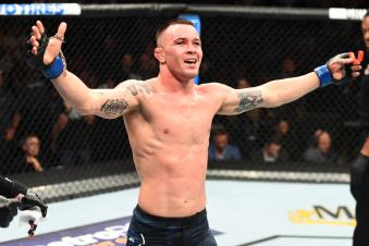 CHICAGO, ILLINOIS - JUNE 09:  Colby Covington celebrates after finishing five rounds against Rafael Dos Anjos of Brazil in their interim welterweight title fight during the UFC 225 event at the United Center on June 9, 2018 in Chicago, Illinois. (Photo by Josh Hedges/Zuffa LLC via Getty Images)
