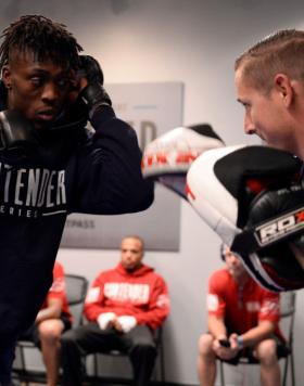 Jalin Turner warms up prior to his lightweight bout against Max Mustaki during Dana White's Tuesday Night Contender Series at the TUF Gym on July 10, 2018 in Las Vegas, Nevada. (Photo by Chris Unger/DWTNCS LLC)