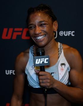 Strawweight Angela Hill Reacts With UFC.com After Her Unanimous Decision Victory Over Emily Ducote At UFC Fight Night: Thompson vs Holland On December 3, 2022