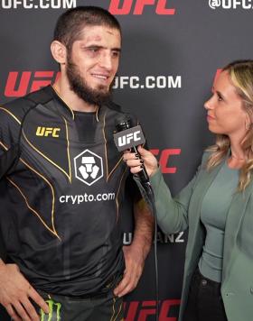 Lightweight Champion Islam Makhachev Reacts With UFC.com After His Unanimous Decision Victory Over Alexander Volkanovski At UFC 284: Makhachev vs Volkanovski On February 11, 2023