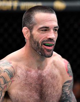 Matt Brown reacts after his knockout victory over Dhiego Lima of Brazil in a welterweight bout during the UFC Fight Night event at UFC APEX on June 19, 2021 in Las Vegas, Nevada. (Photo by Chris Unger/Zuffa LLC)