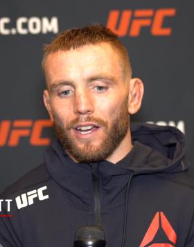 Tim Elliott reacts with UFC.com after his unanimous decision victory over flyweight Jordan Espinosa at UFC 259: Blachowicz vs Adesanya on March 6, 2021.