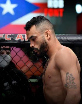 Rob Font is introduced prior to his bantamweight bout during the UFC Fight Night event at UFC APEX on May 22, 2021 in Las Vegas, Nevada. (Photo by Chris Unger/Zuffa LLC)