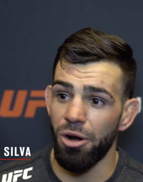 Bruno Silva reacts with UFC.com after his second-round TKO victory over flyweight JP Buys at UFC Fight Night: Brunson vs Holland on March 20, 2021.