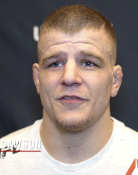 Grant Dawson reacts with UFC.com after his TKO victory over lightweight Leonardo Santos at UFC Fight Night: Brunson vs Holland on March 20, 2021.